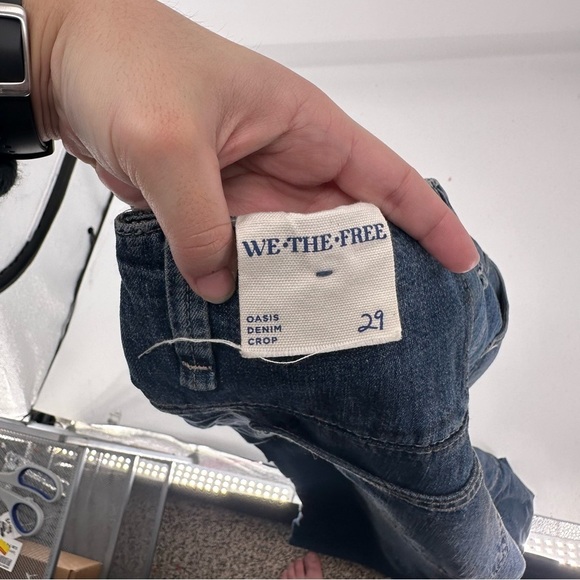 NEW Free People OASIS DENIM CROP Size 29 Dark Wash Jeans Barrel - Picture 6 of 10